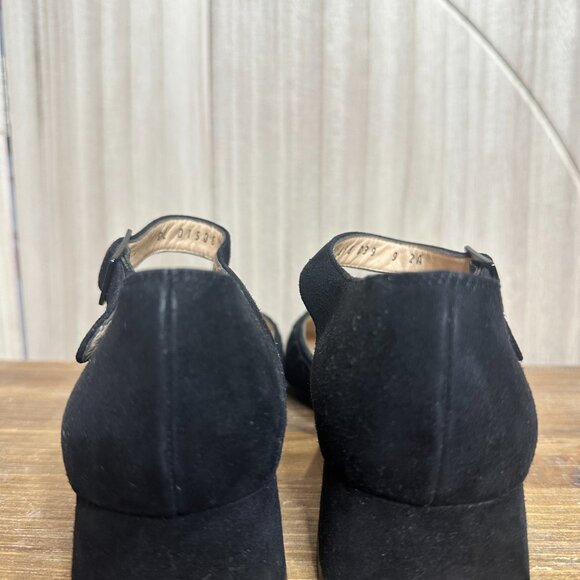 Salvatore Ferragamo Black Suede Square Close Toed Vintage Coquette Block Heels 9 - Picture 4 of 8